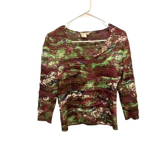 Alberto Makali Women Stretchy Top Size Small Brown Asian Y2K Beaded Forest Fairy - Picture 9 of 9